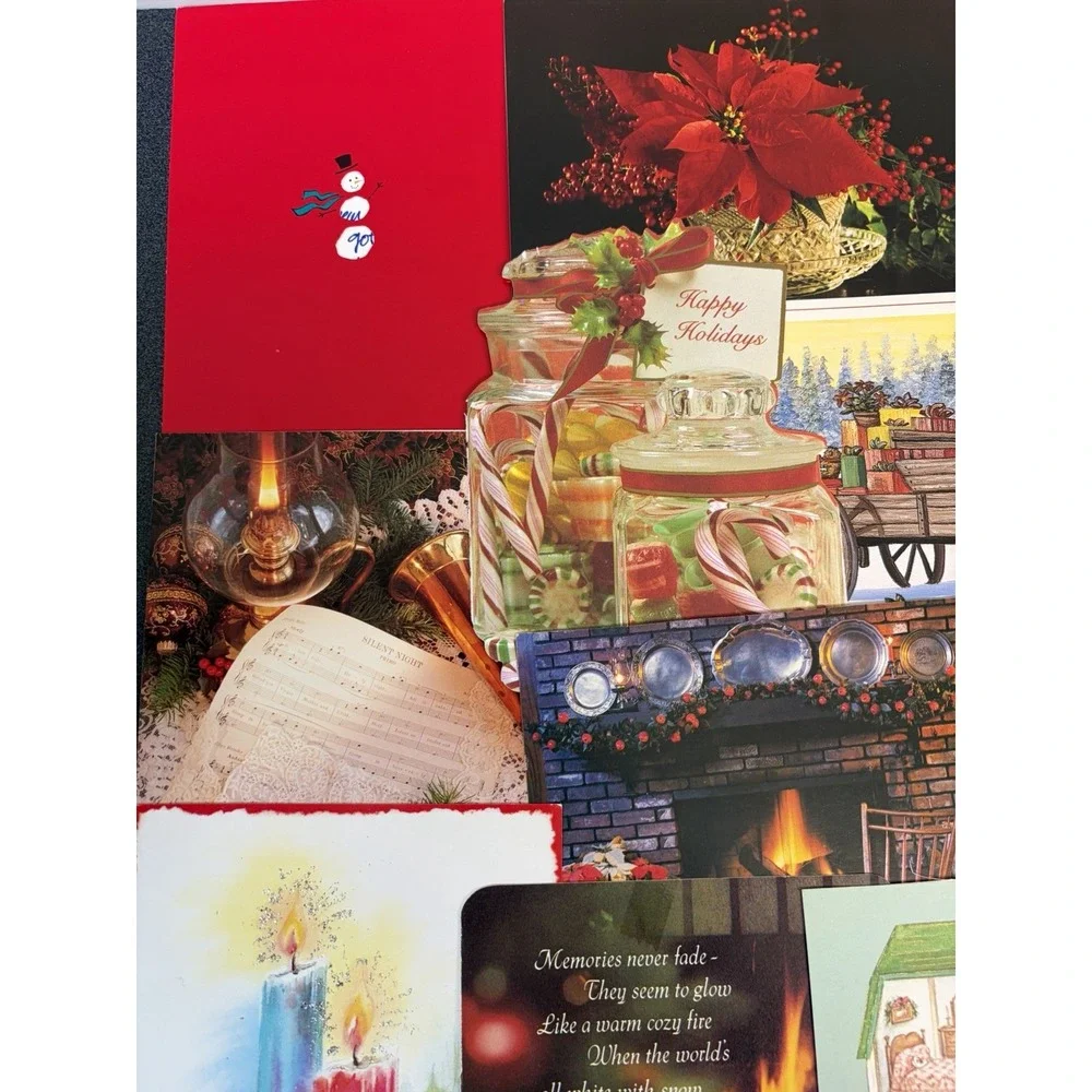 Vintage Christmas Cards Fronts ONLY Traditional Scrapbooking Decoupage Lot 50+